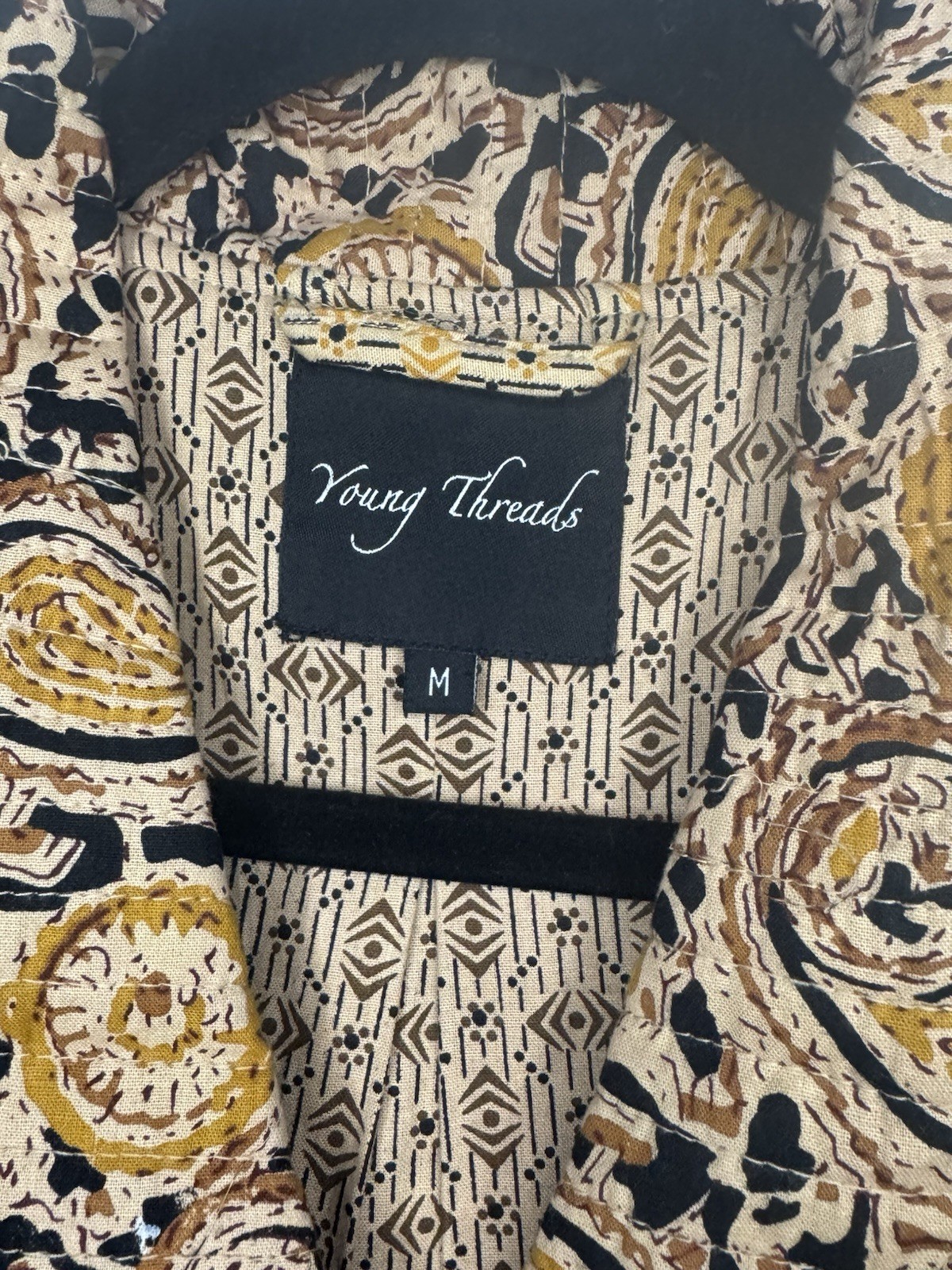 Young Threads Quilted Jacket Sz M Cotton Neutral Paisley Boho Cottage Core love