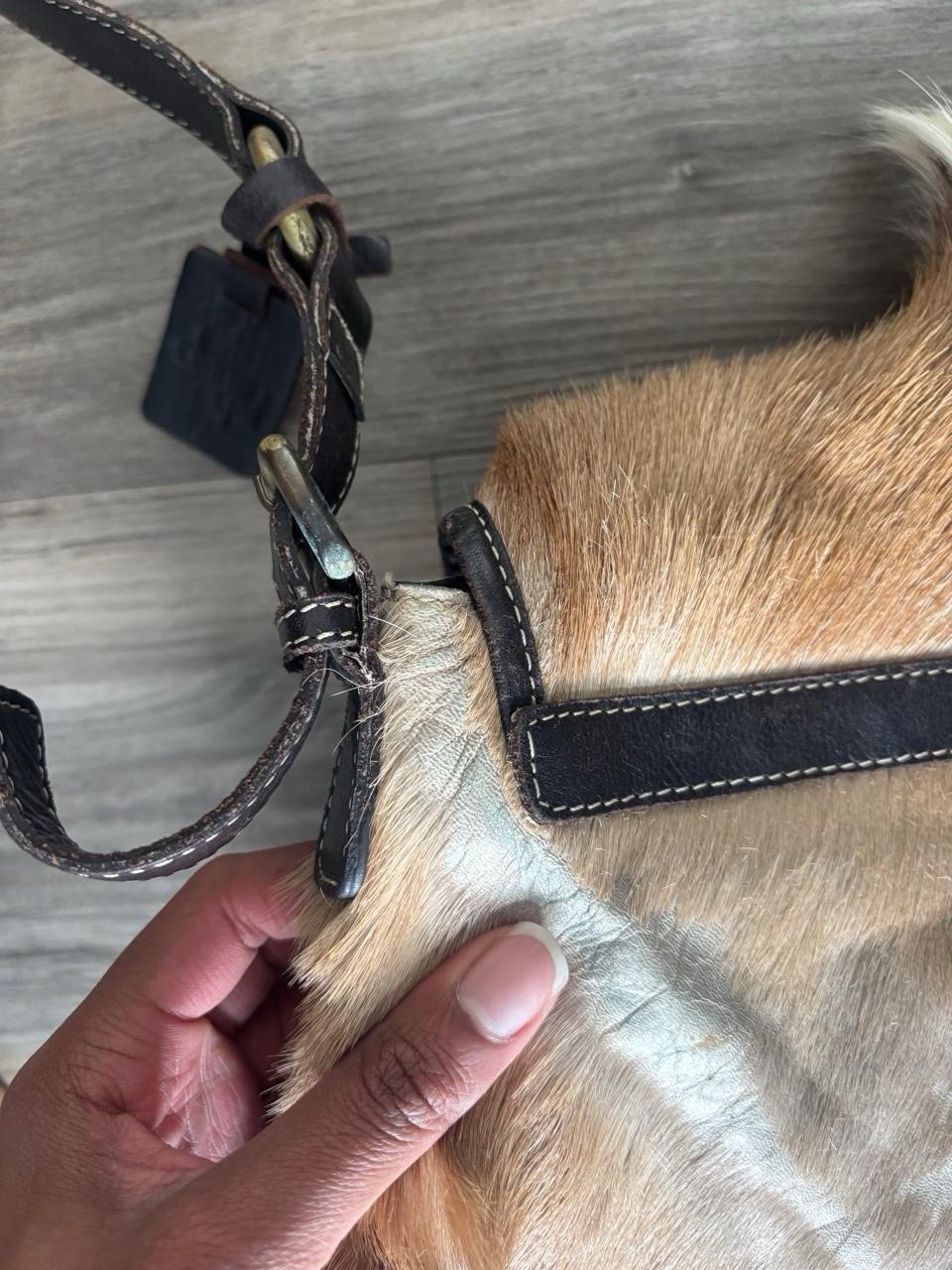 Brown Animal Print Western Shoulder Bag, Magnetic/Zip, Adjustable Strap, Pockets