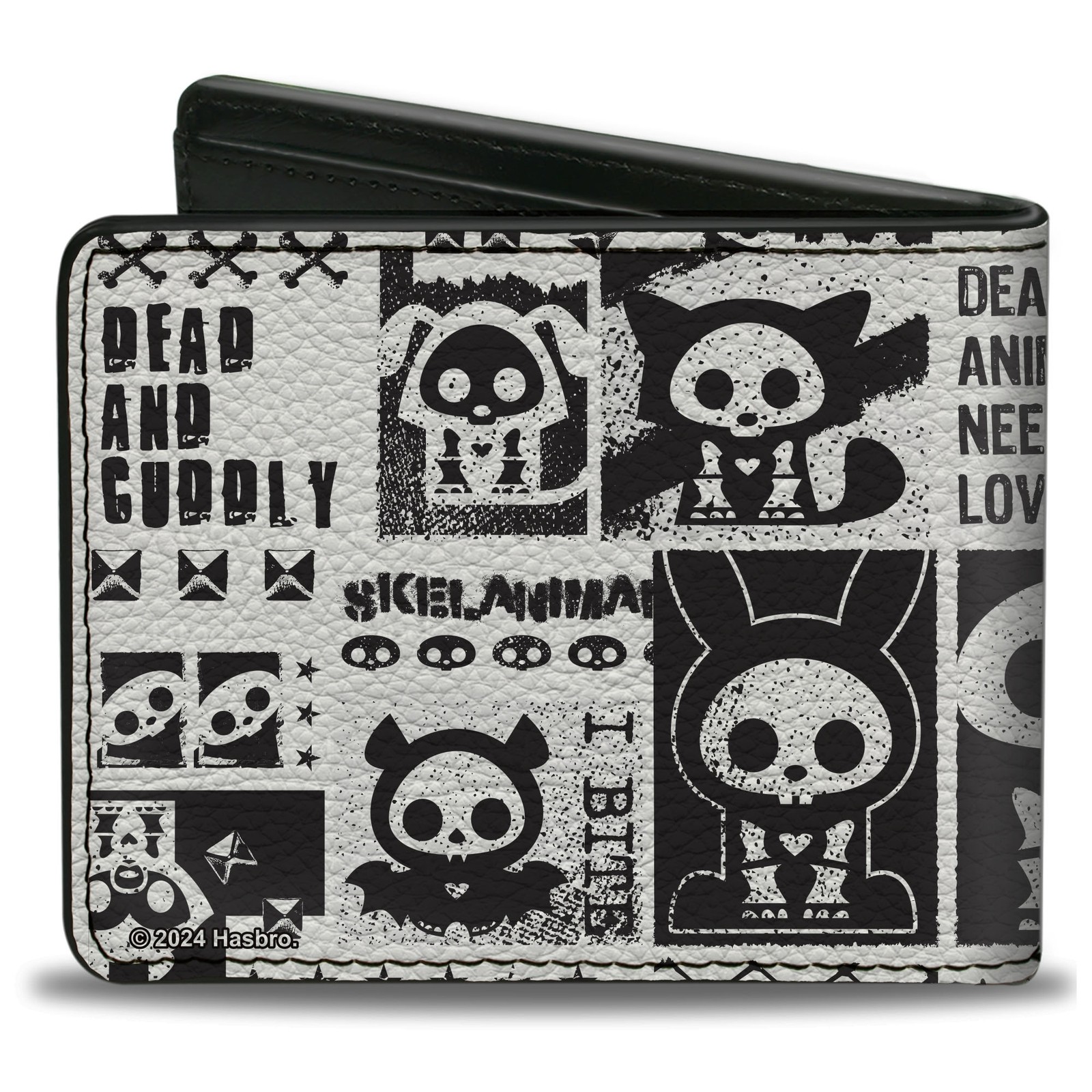 Bi-Fold Wallet SKELANIMALS DEAD ANIMALS Quotes Collage and Title Logo White/Blac