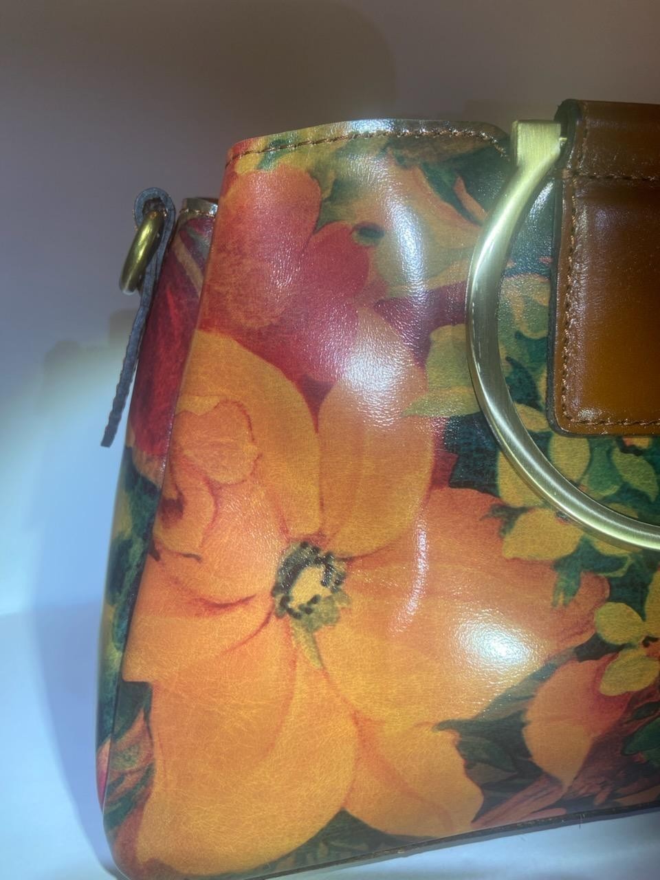 NWT_Patricia Nash_Renna Floral Satchel_Metal Accents_Leather Strap_Crossbody
