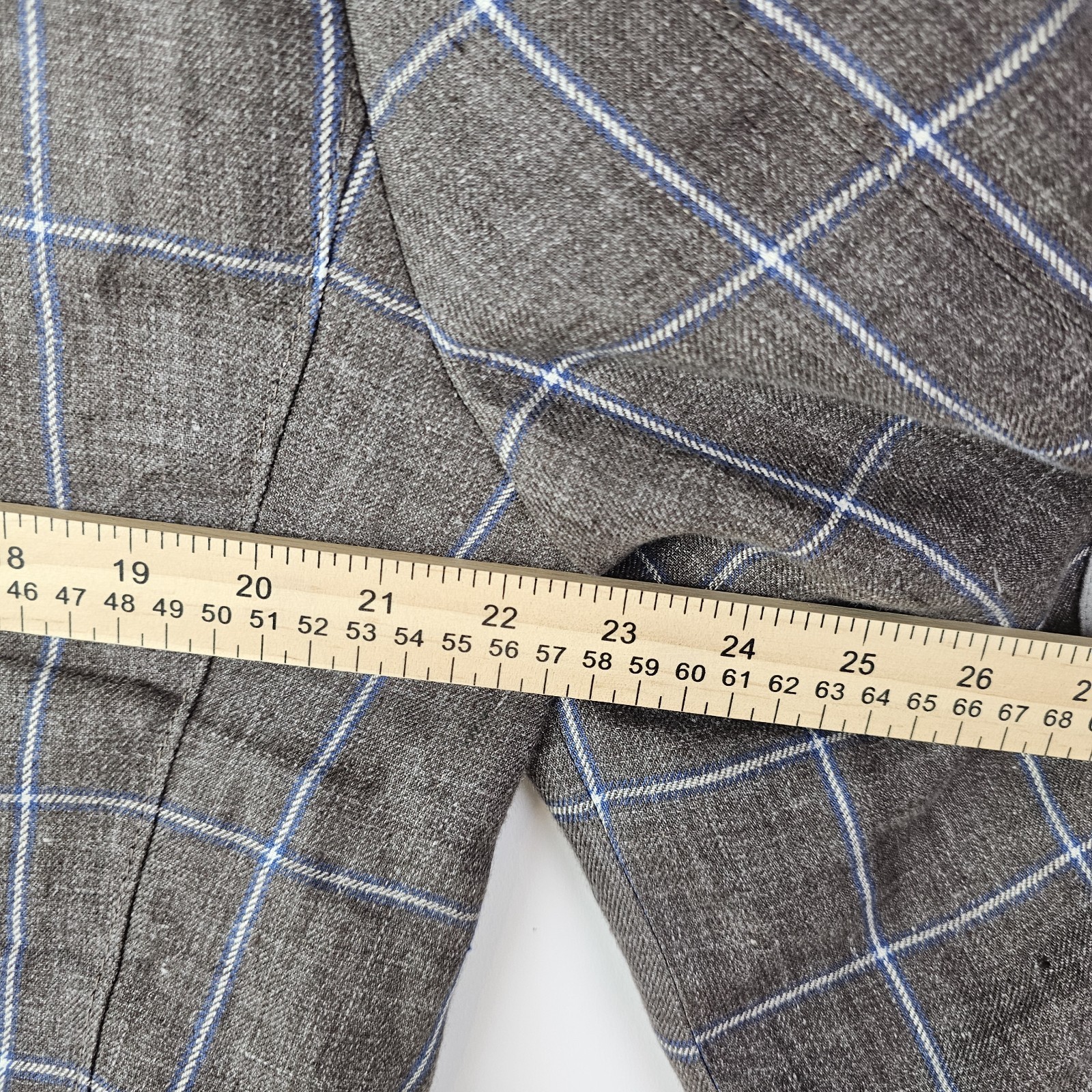 Kroon Blazer Jacket Linen Edge Mens 42L Windowpane Elbow Patches Unstructured