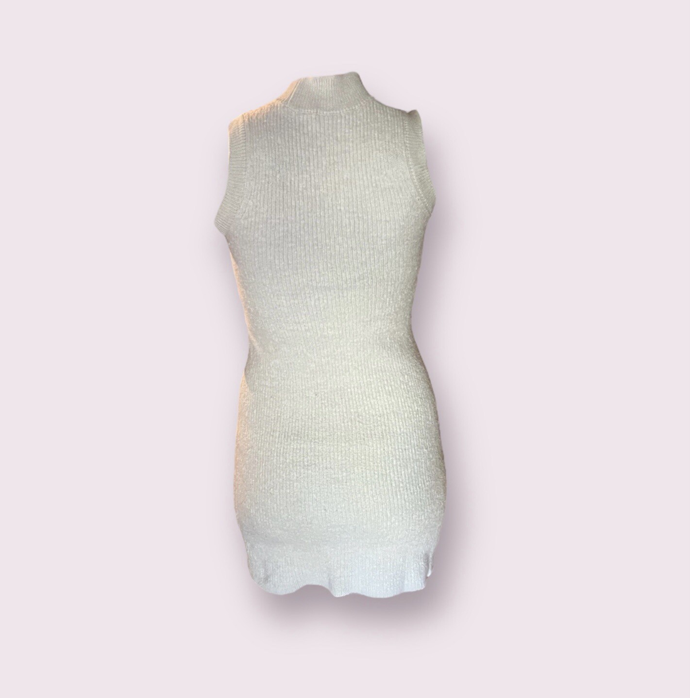 ARITZIA Babaton 100% Merino Wool Mock Neck Sleeveless Cream Sweater Dress Sz S