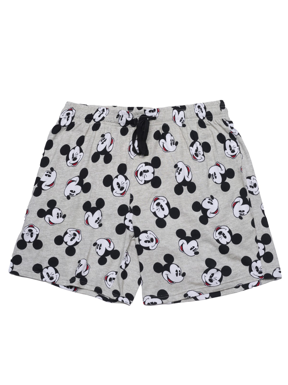 Mens Disney Mickey Mouse Pajama Sleep Shorts Gray Black Pockets