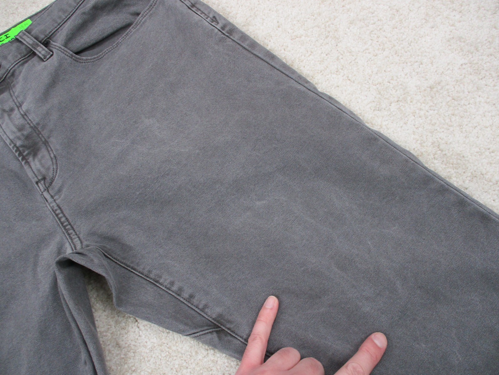 Proof Rover Slim Pants Mens 38 Gray Canvas Stretch Chino Casual Huckberry 38×34