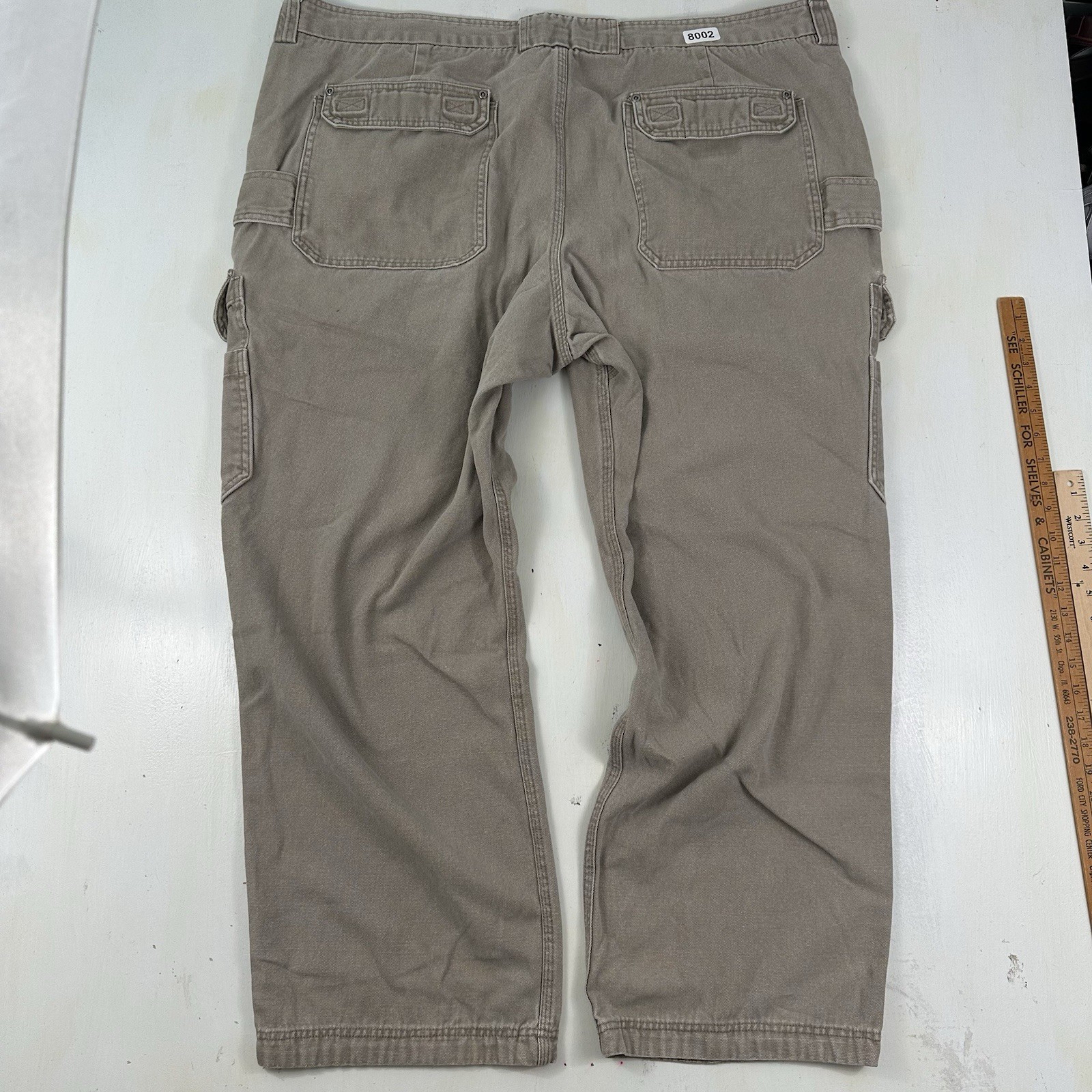 Duluth 100% Cotton Cargo pants Men Actual 47×32 beige Heavyweight Duck Canvas