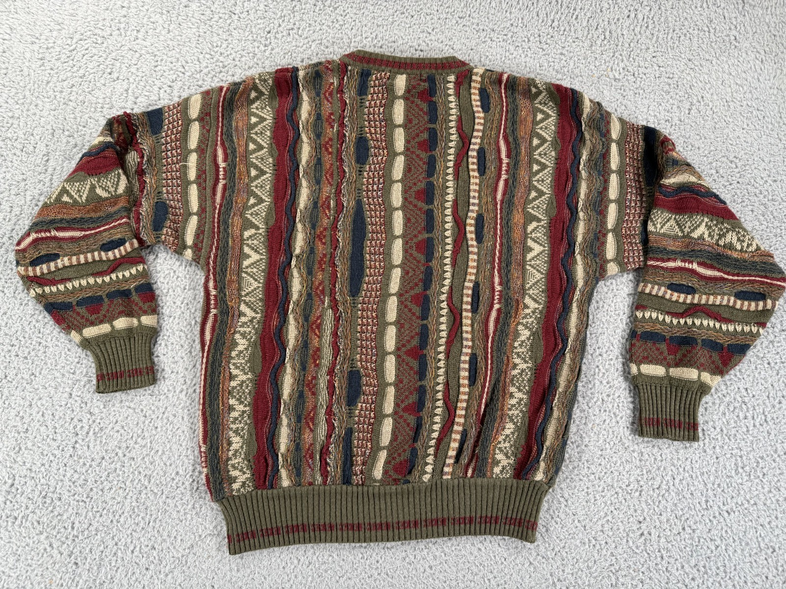 Vintage 80s 90s 3D Thick Texture Cable Abstract Grunge Hip Hop Sweater Small