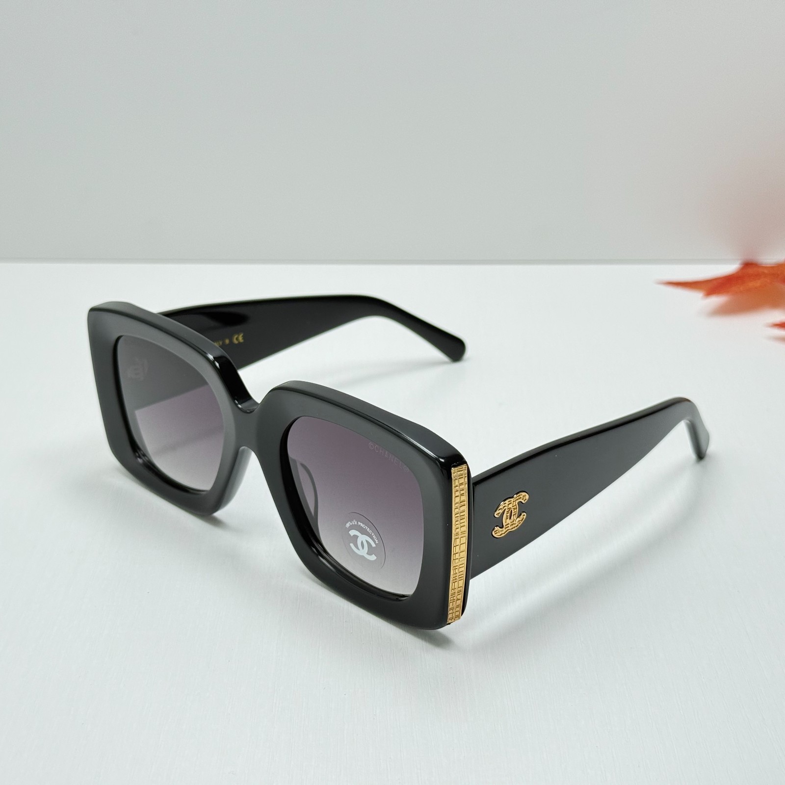 Chanel CH5435 Rectangle Sunglasses Black Frame Gray Gradient Lens