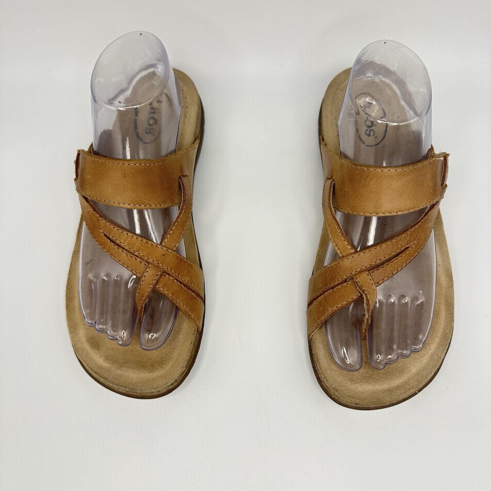 Taos Perfect Women 10 Tan Leather Strappy Toe Loop Adjustable Sandal