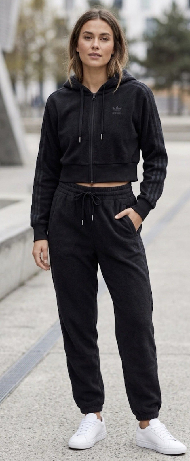 NWT adidas Women’s 2-Piece Grey Short Full-Zip Hoodie & Jogger Pants Set M
