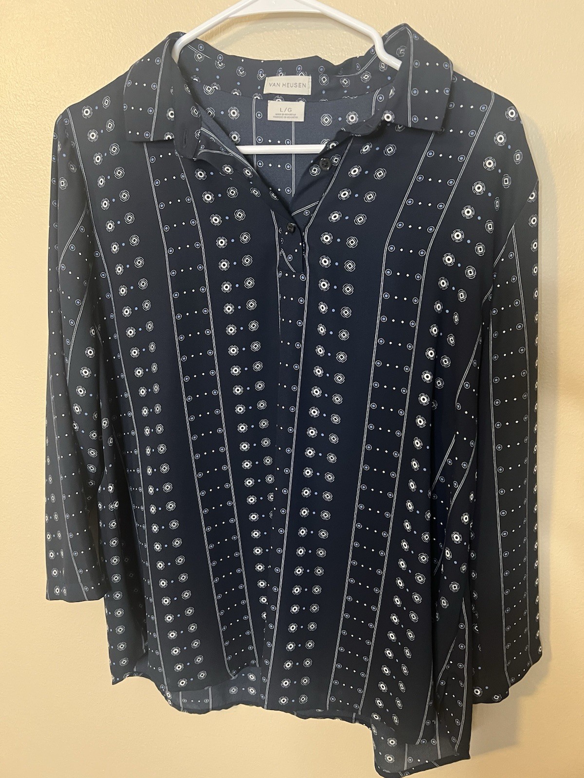 Van Heusen Navy Geometric Lightweight Blouse