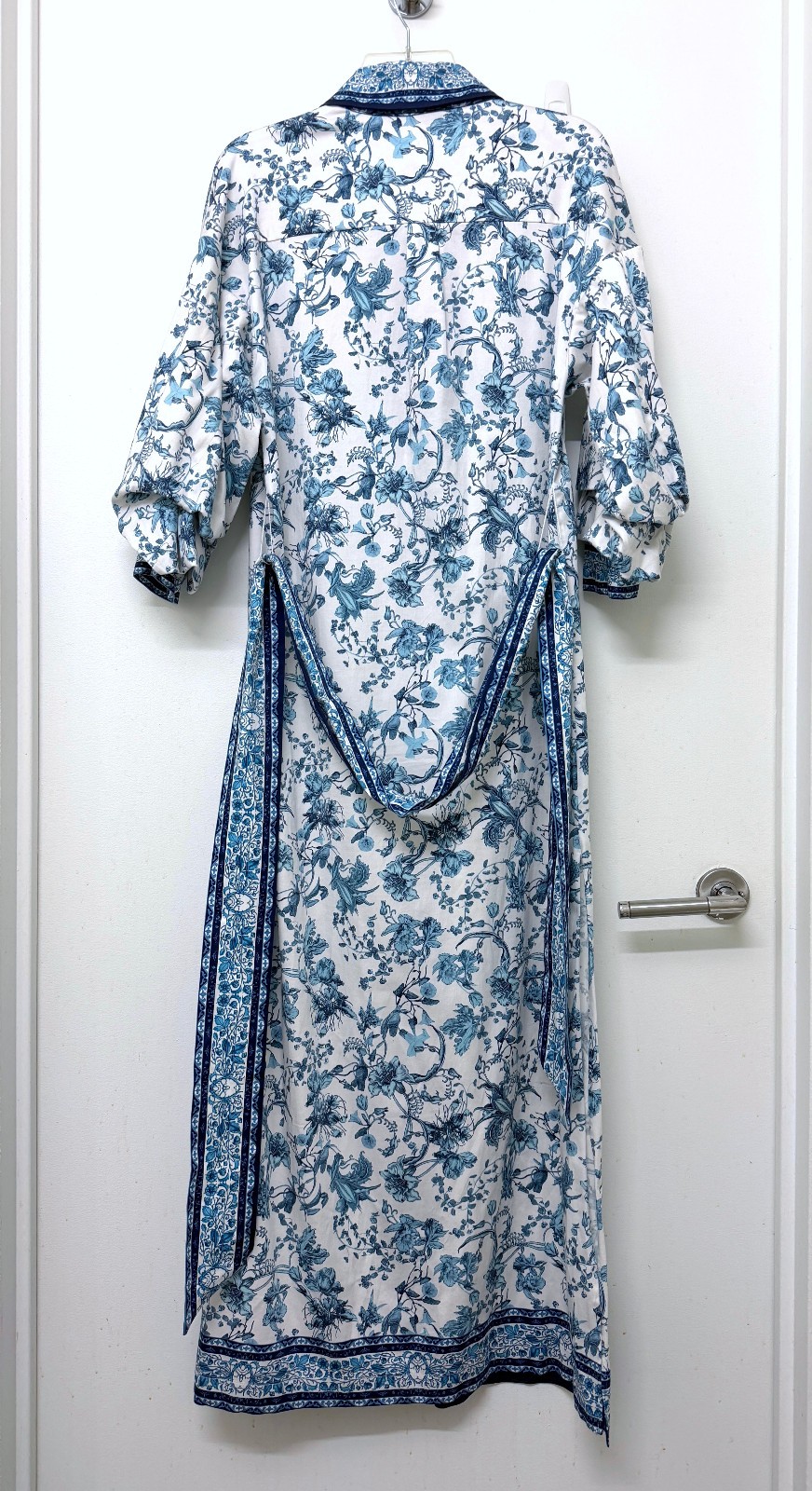 Alice + Olivia Tanika Je L’adore Spring Sky Maxi Shirt Dress Blue Floral Belt S