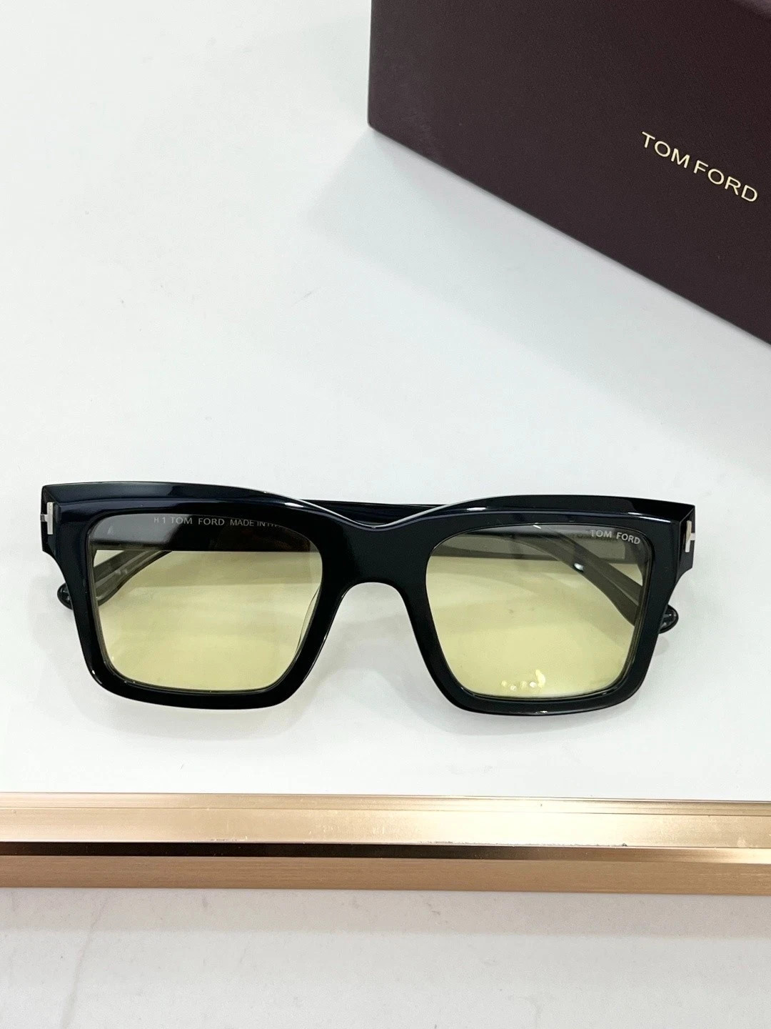 Tom Ford TF1154 Sunglasses Glossy Black Frame Light Yellow Lenses