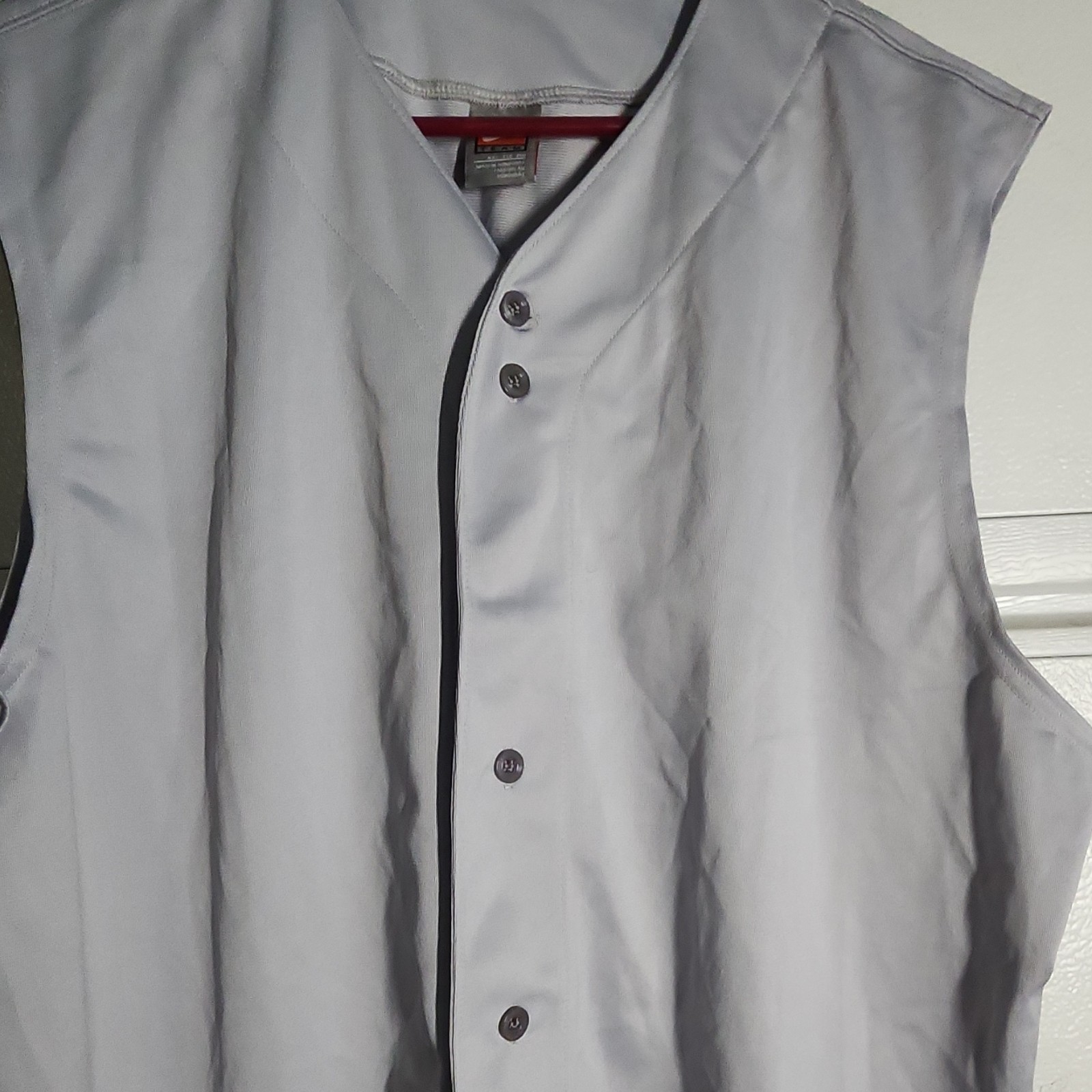 Y2k Nike Team Men’s XXL Gray Sleeveless Button Front Baseball Jersey V-Neck