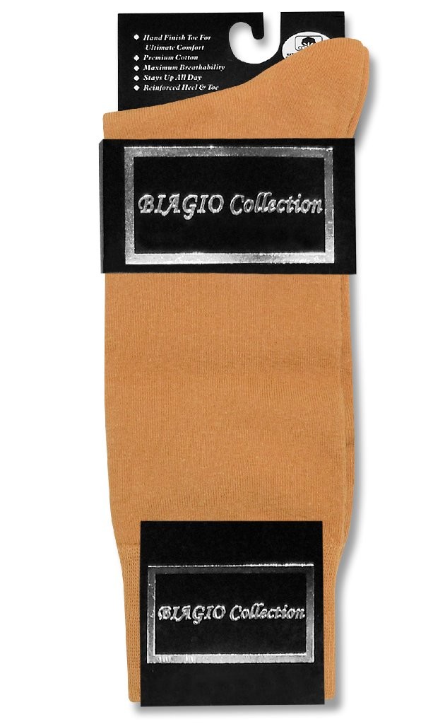 1 Pair of Biagio Solid GOLD Color Mens COTTON Dress SOCKS