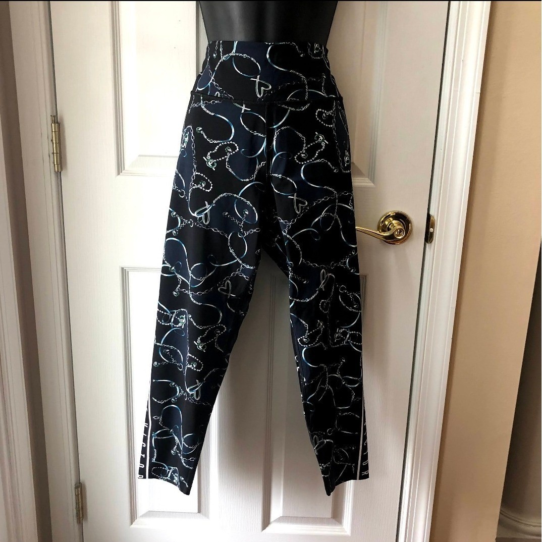 Victoria Sport 7/8 Tight Leggings XL Black Chain Link Heart Print High Waist NWT