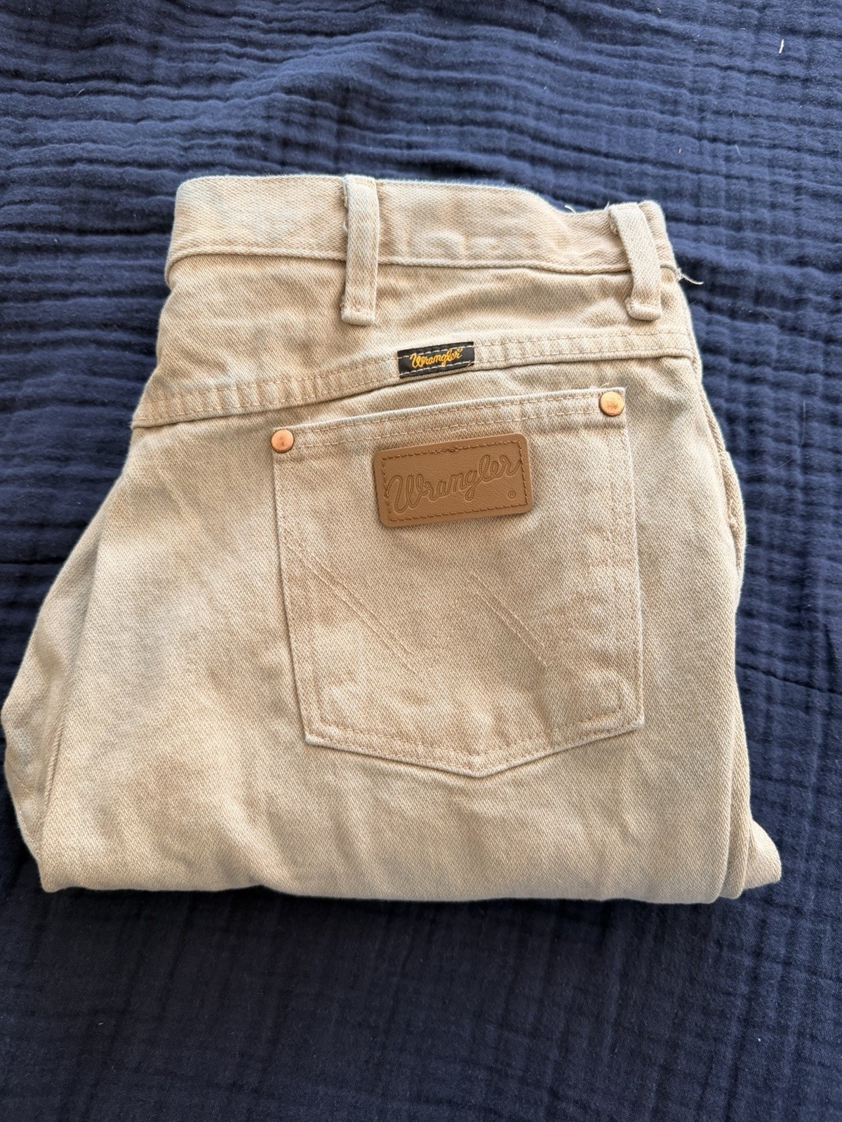 Wrangler Men’s Beige Cotton Canvas Pants 38W Straight Regular Fit 5-Pocket