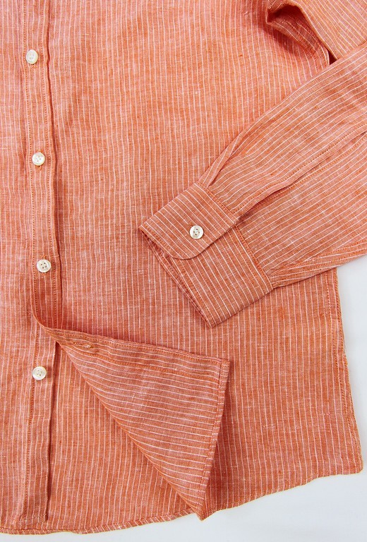 Men’s MURANO Orange White Striped Slim Fit Linen Shirt Extra Large XL NWT NEW