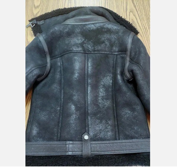 Black RAF Aviator Men’s B3 Sheepskin Real Shearling Leather Flight Bomber Jacket