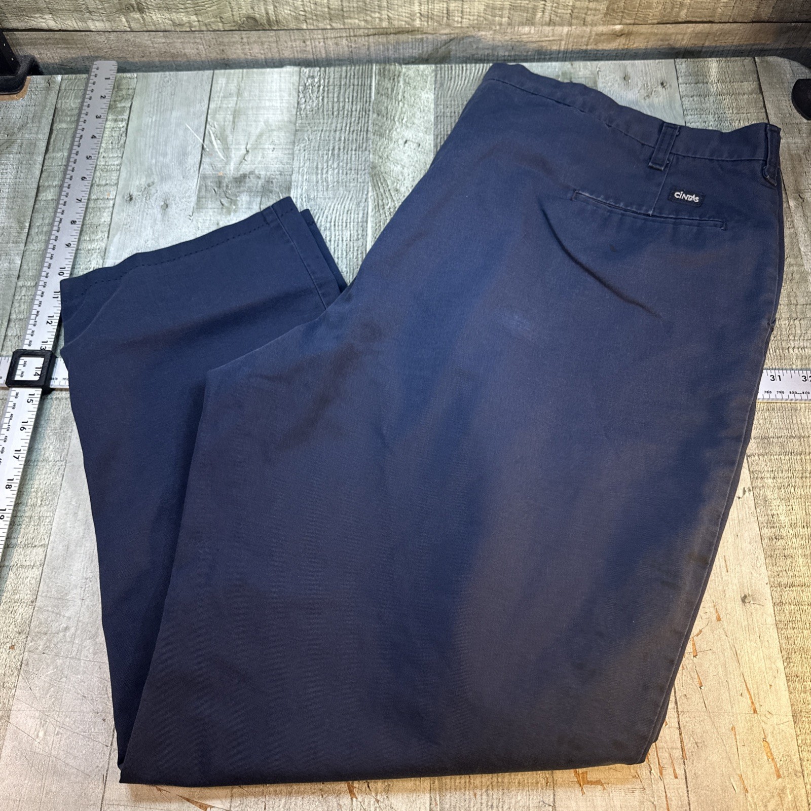 Mens Navy Blue Pants 48×30 Classic Fit Casual Work Chino Flat Front