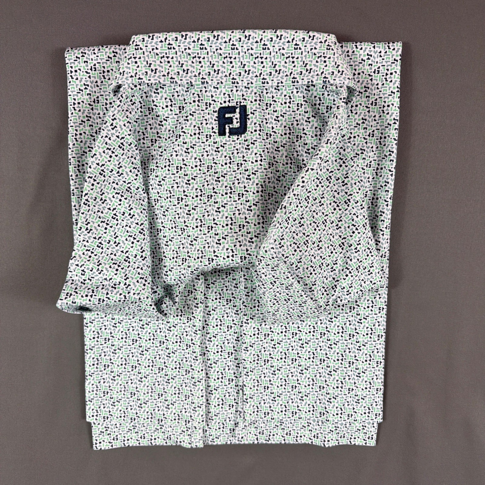 FootJoy Golf Shirt Polo Sleeve Logo Gamer Print Medium White Polyester MSRP $95