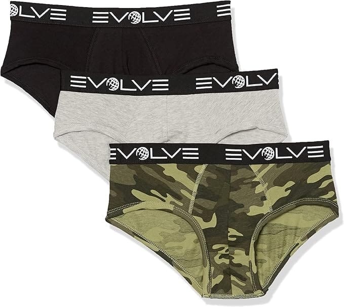 2(x)ist Evolve Cotton 3 Pair No Show Low Rise Bikin Brief Black Gray Chamo Large