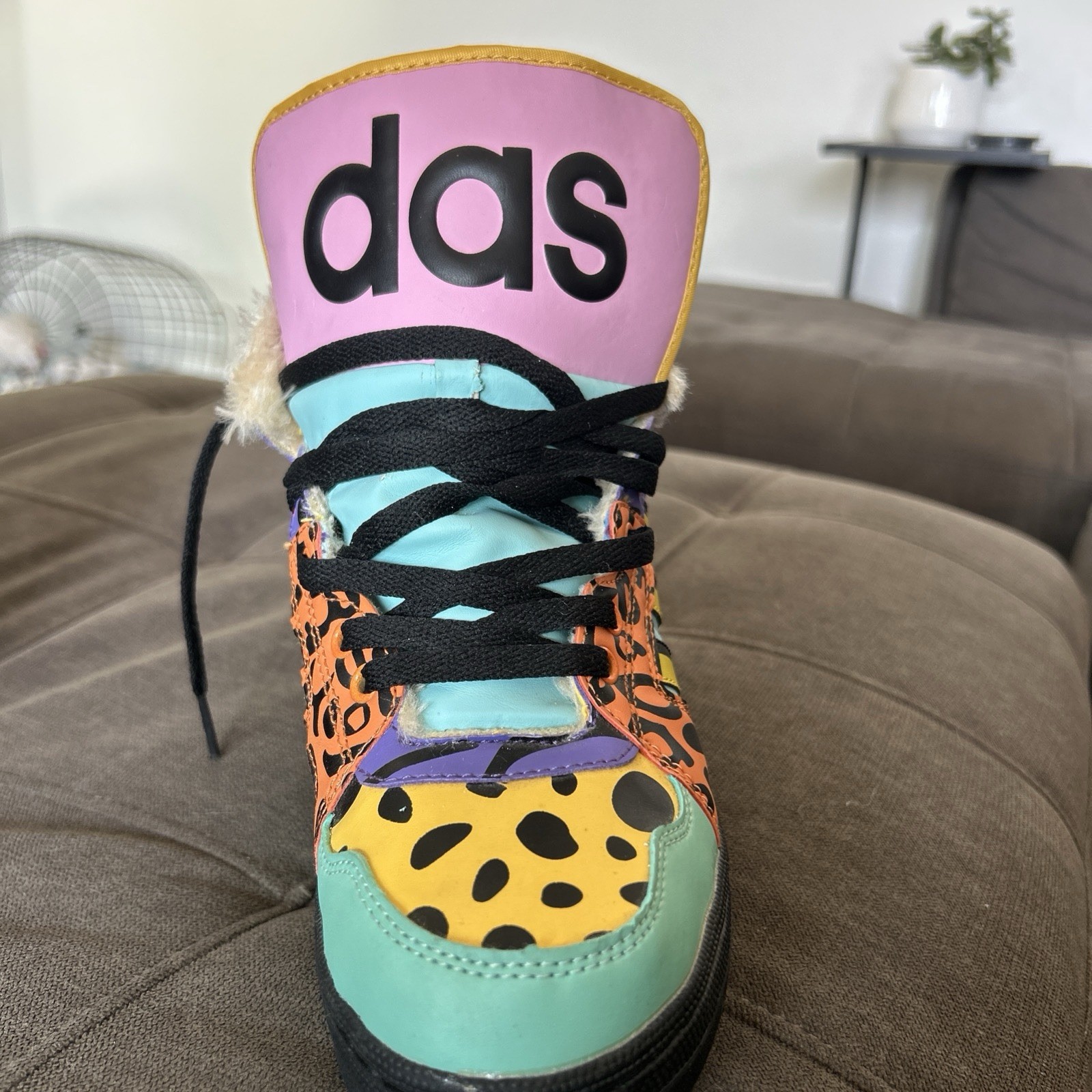 adidas Jeremy Scott Instinct High Top Sneakers Multicolor Animal Print Size 7