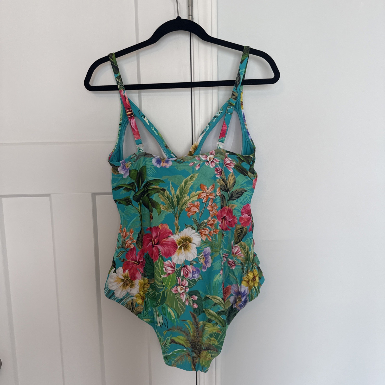 Jantzen Size 18 W Floral Tummy Control One Piece Swimsuit Palms Tropics NWT