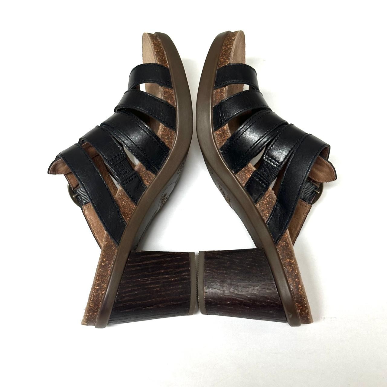 Dansko Dawson Black Leather Strappy Block Heel Mule Sandals Women EU 37 US 6.5-7