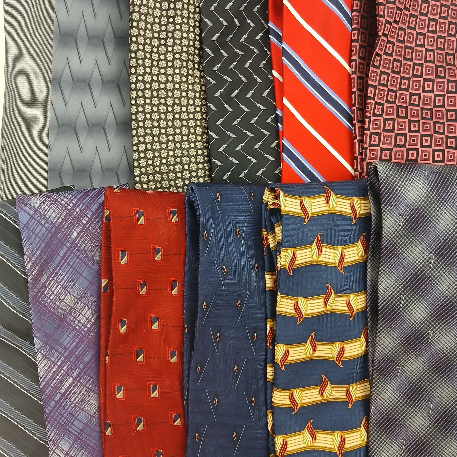 12 Vintage Mens 100% Silk Ties Mixed Colors & Patterns Classic 57″-60″