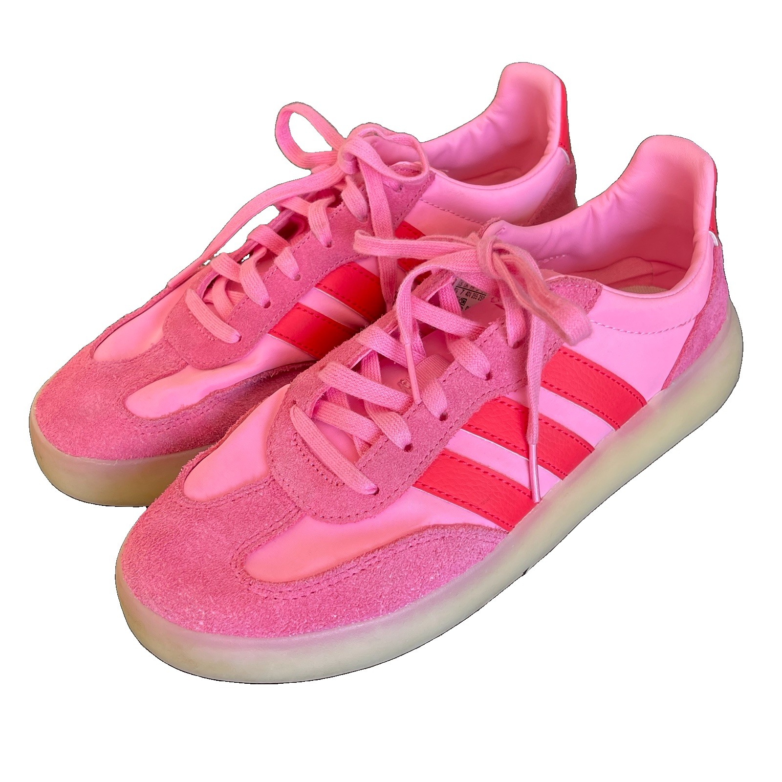 Adidas Women’s Pink Suede Stripe Sneakers Gum Sole Shoes US 8.5 EU 40 2/3