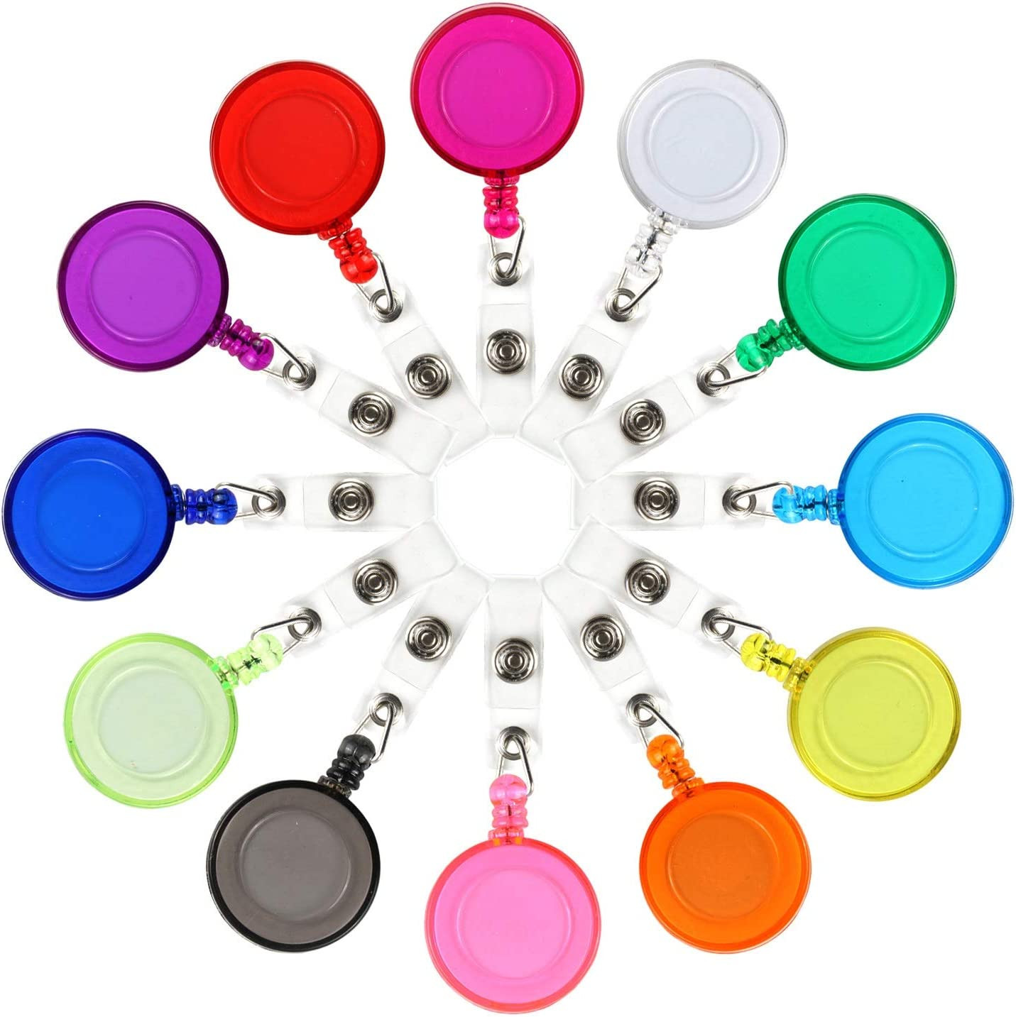 50 Pcs Retractable Badge Reel Clips Holder for Hanging ID Multi Color