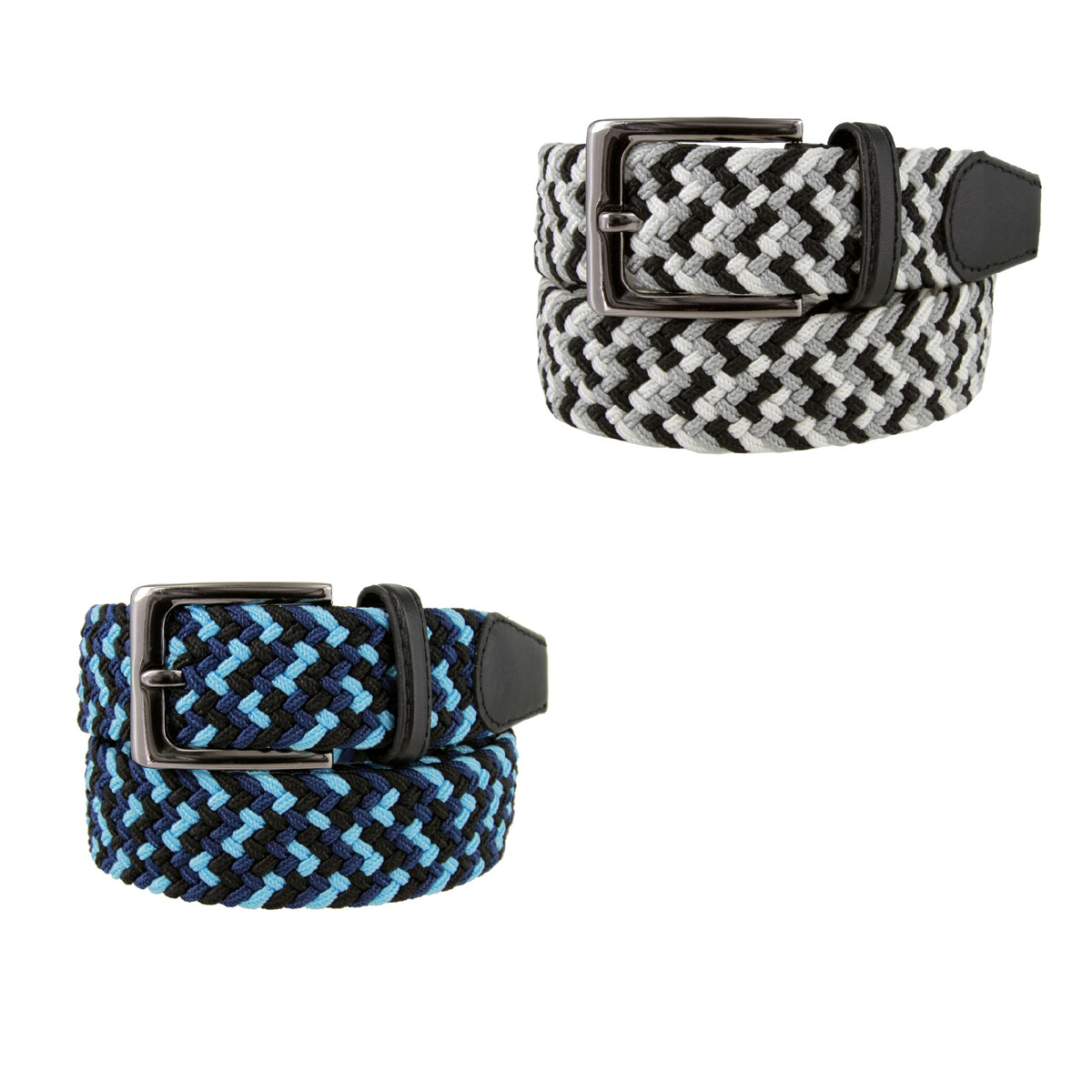 Men’s Belt Fabric Canvas Braided Elastic Woven Stretch Belt 1-3/8″ Wide