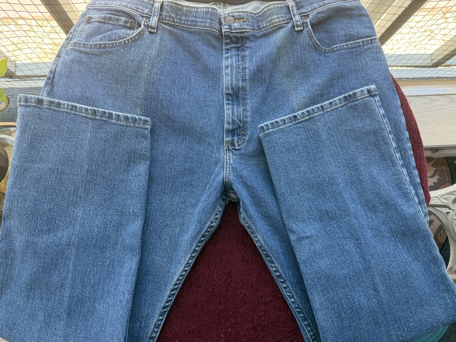 Wrangler Premium Quality Mens Regular Fit Jeans 42×29 Blue Denim Stretch