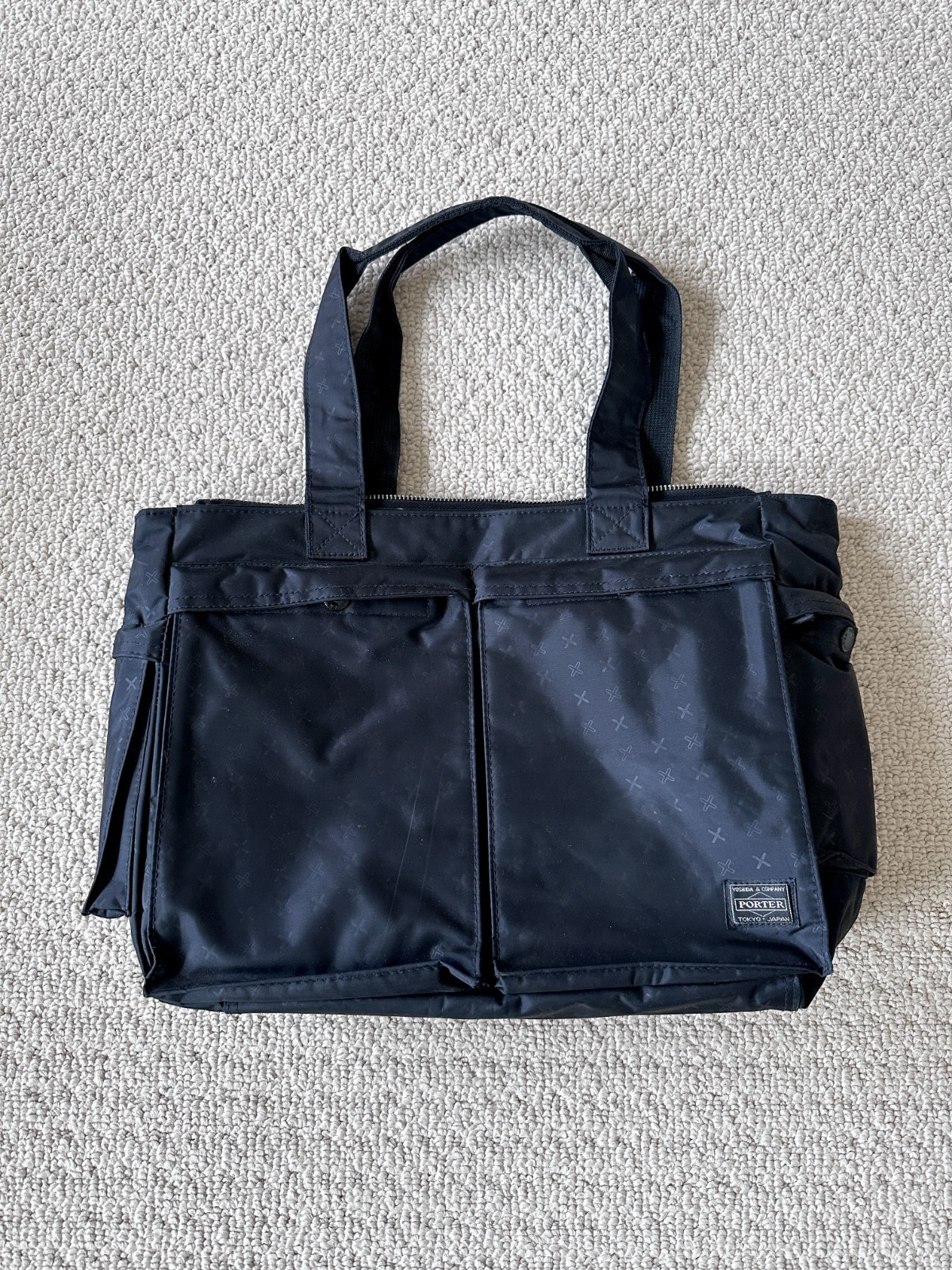 Porter Headporter Plus Pattern Tote Bag – Black Made in Japan Y2K