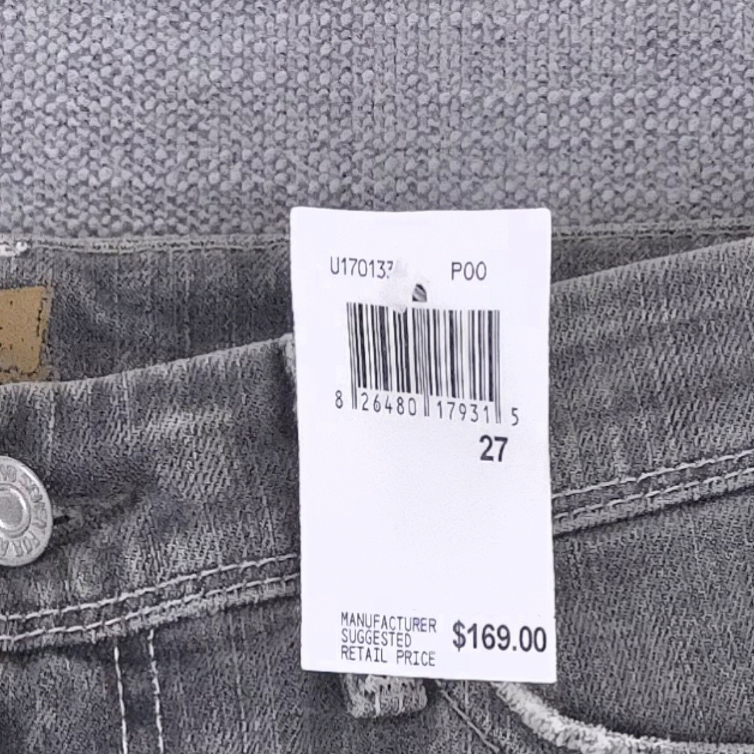 NWT Seven For All Mankind Flynt Gray Jeans Bootcut Size 27 (29×33.5) Made In USA