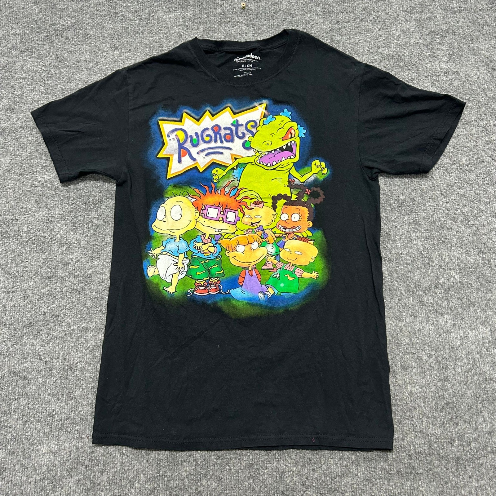 Nickelodeon T-Shirt Mens Size S Black Rugrats Graphic Print Cotton Crew Neck