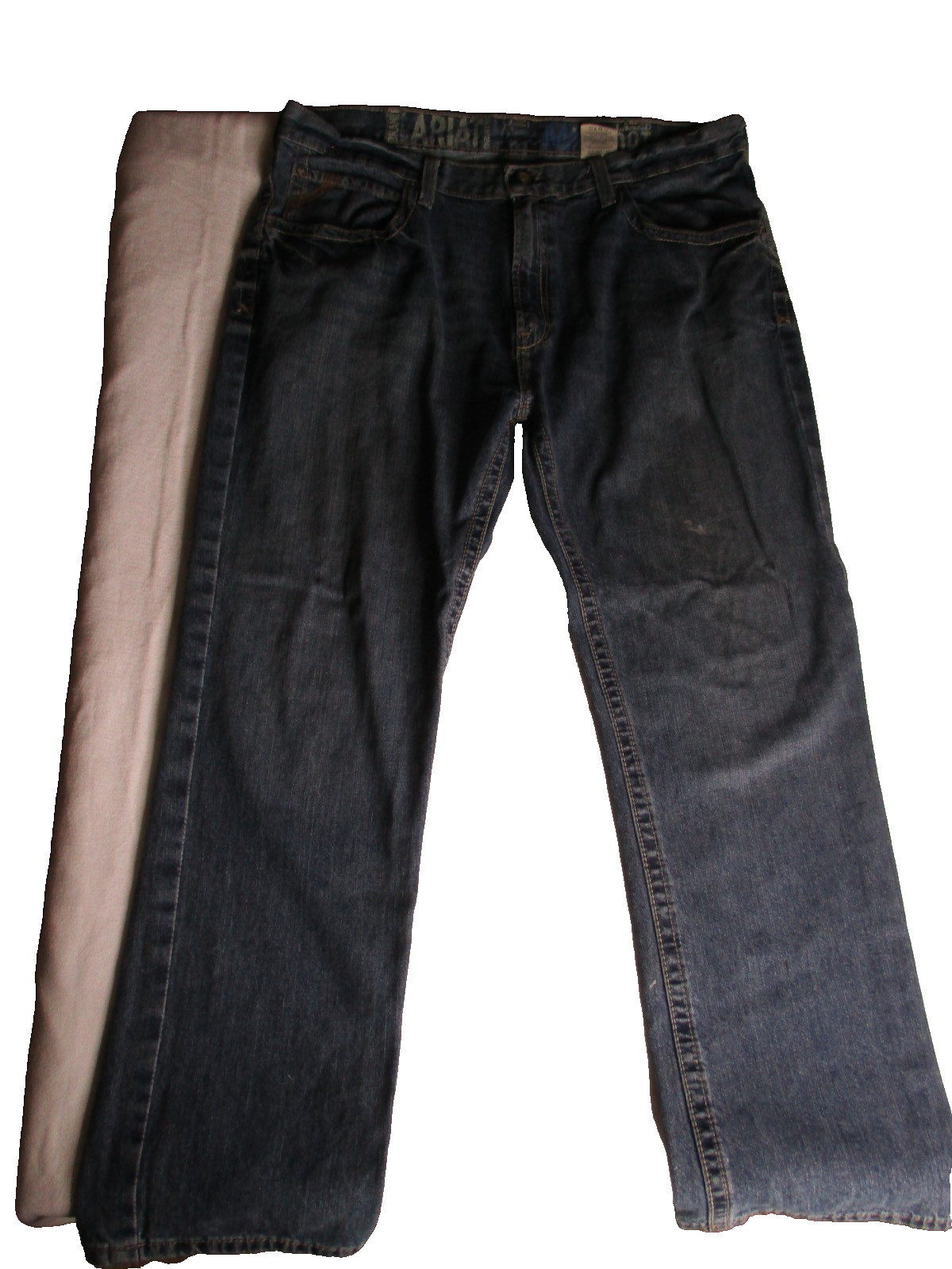 Ariat M2 Denim Jeans Men’s 40×32 Blue Relaxed Boot Cut Med Wash Whiskers Stained