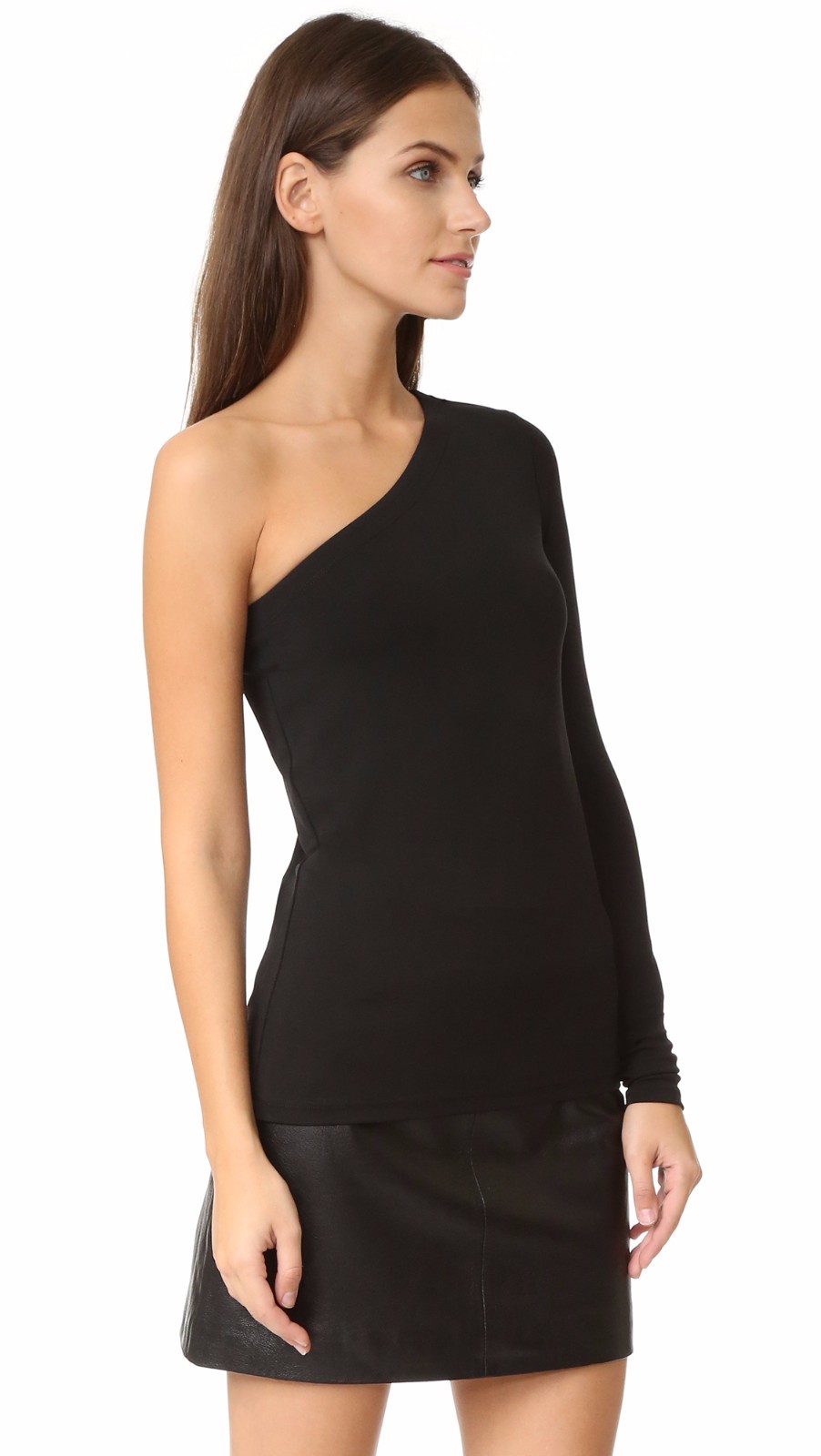 NWT Theory Lefft One Shoulder Matte Jersey Top Black Size P(XS),S,M $190