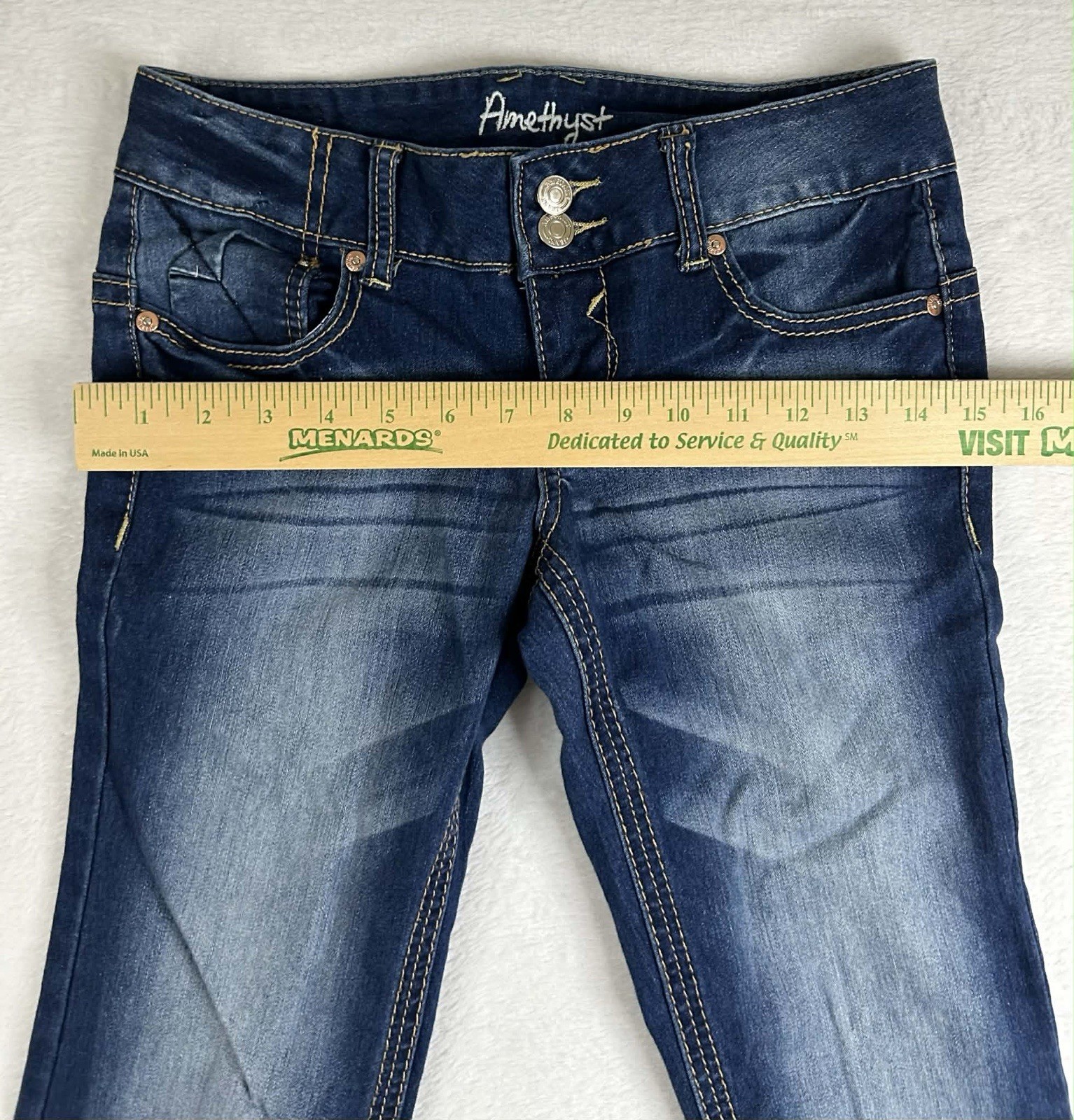 Amethyst Juniors Size 5 Dark Wash Bootcut Jeans Double Button Waist
