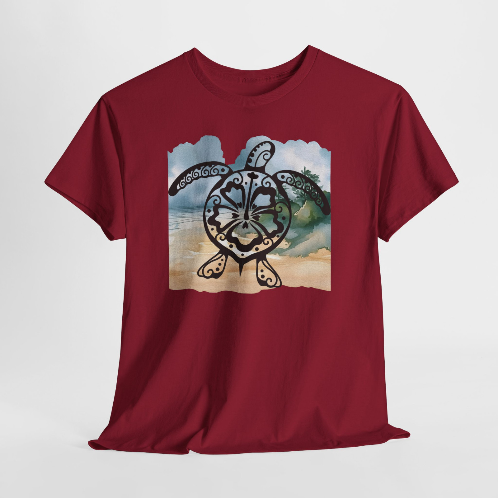 Sea Turtle Blue Beach Ocean Sand Graphic T Shirt Tee Top S-XL, Plus 2X 3X 4X 5X