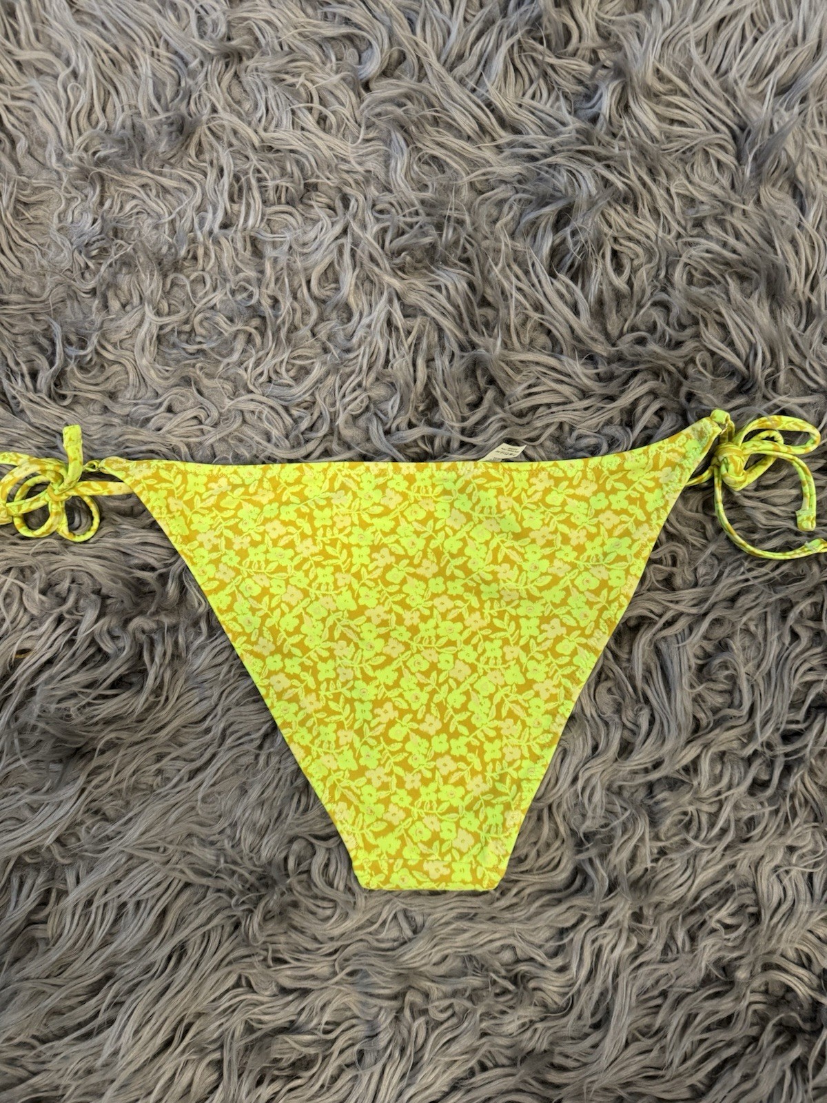 Aerie Yellow Floral Triangle Bikini Set Cheeky Adjustable Strap Lined Size M