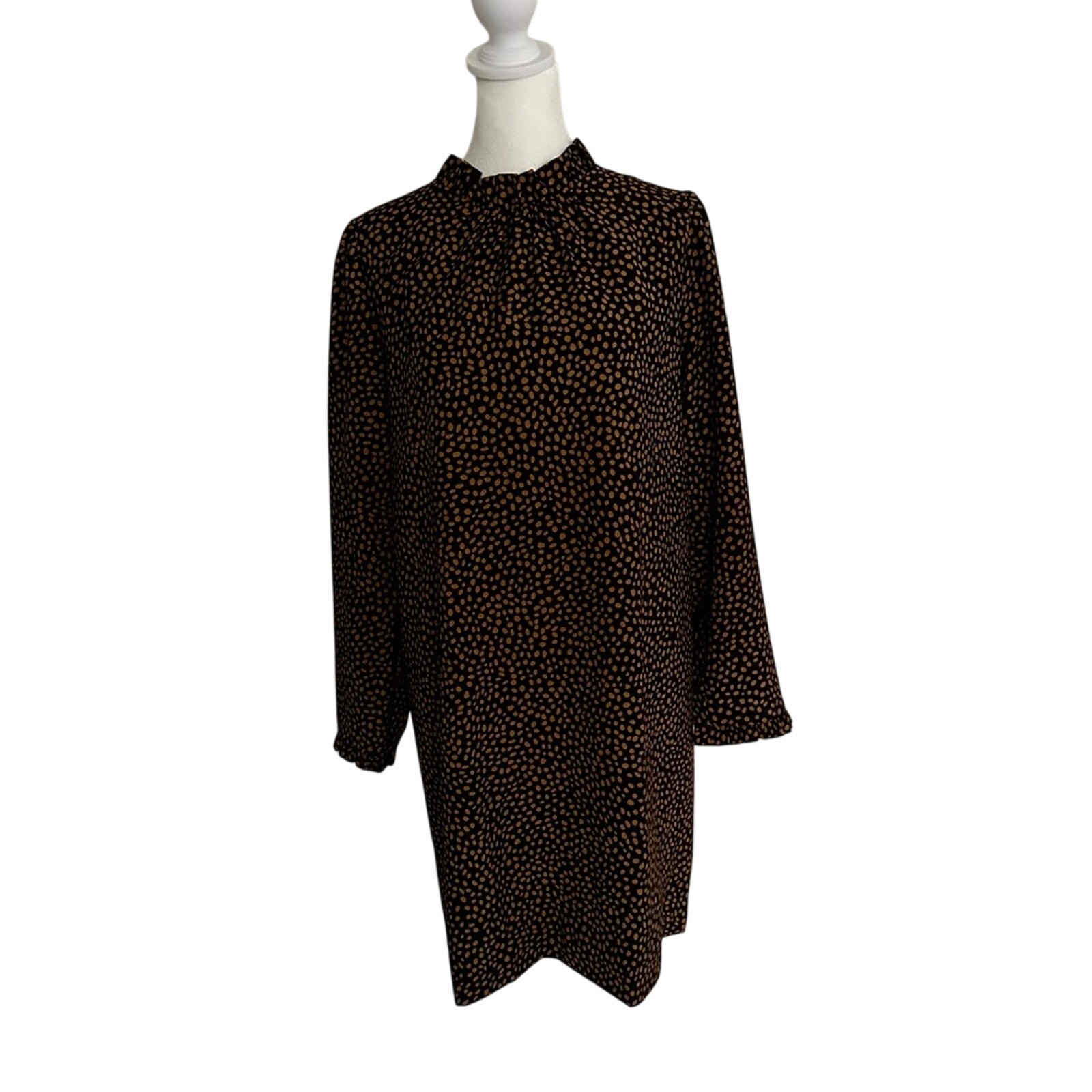 J Crew Ruffleneck shift dress, Size 6, animal print