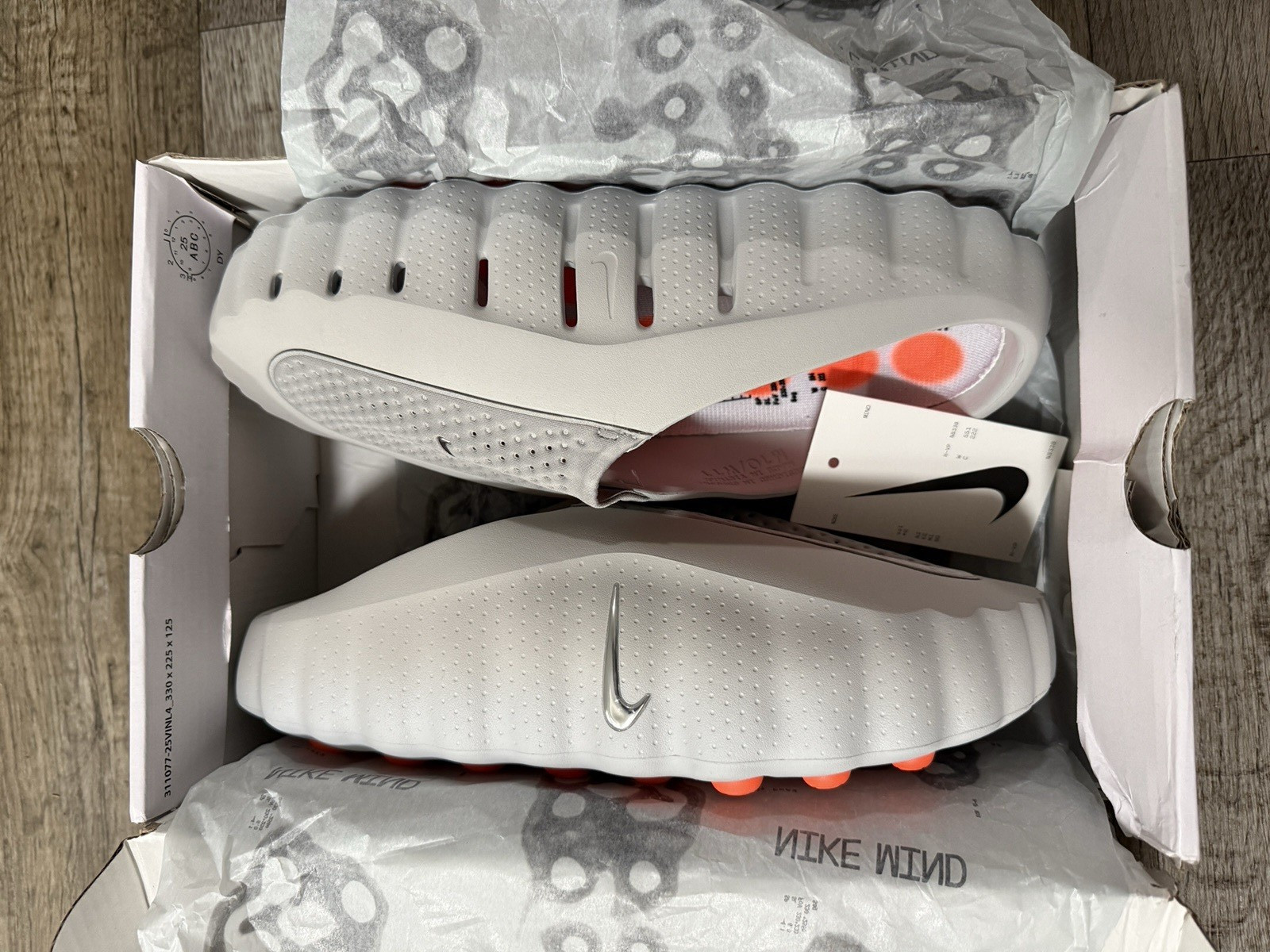 Nike Mind 001 Slip-On Slide Sandals Gray/Orange Rubber Logo Men’s US 9.5