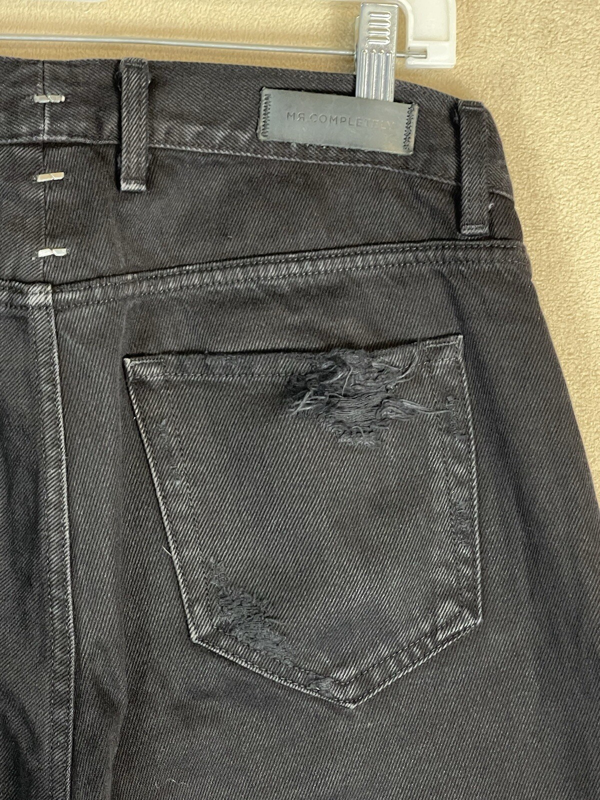 Mr Completley Jeans Mens 30 Black Distressed Casual Preppy Zip Pocket Denim