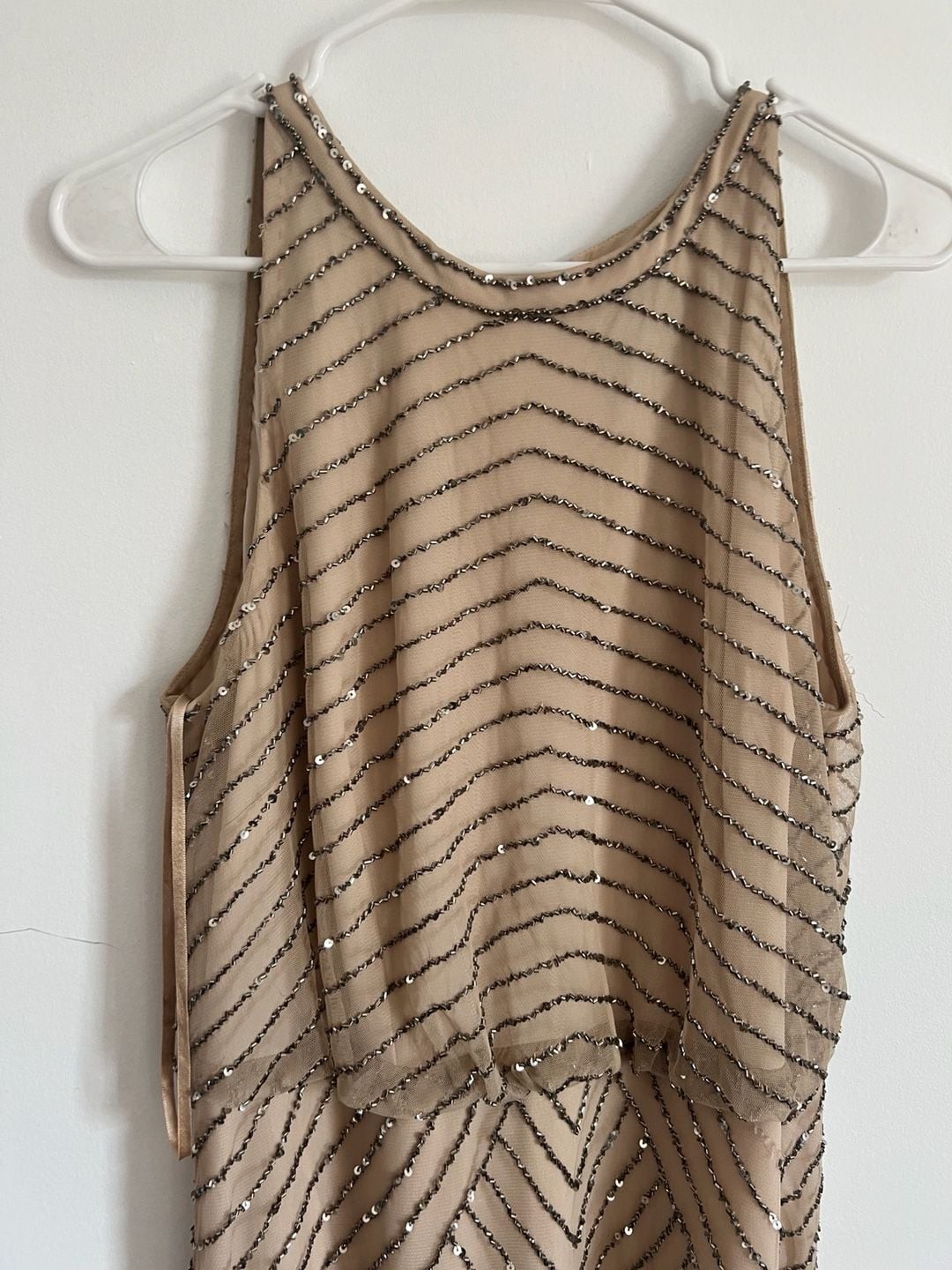 Adrianna Papell Madigan Art Deco Beaded Halter Blouson Gown