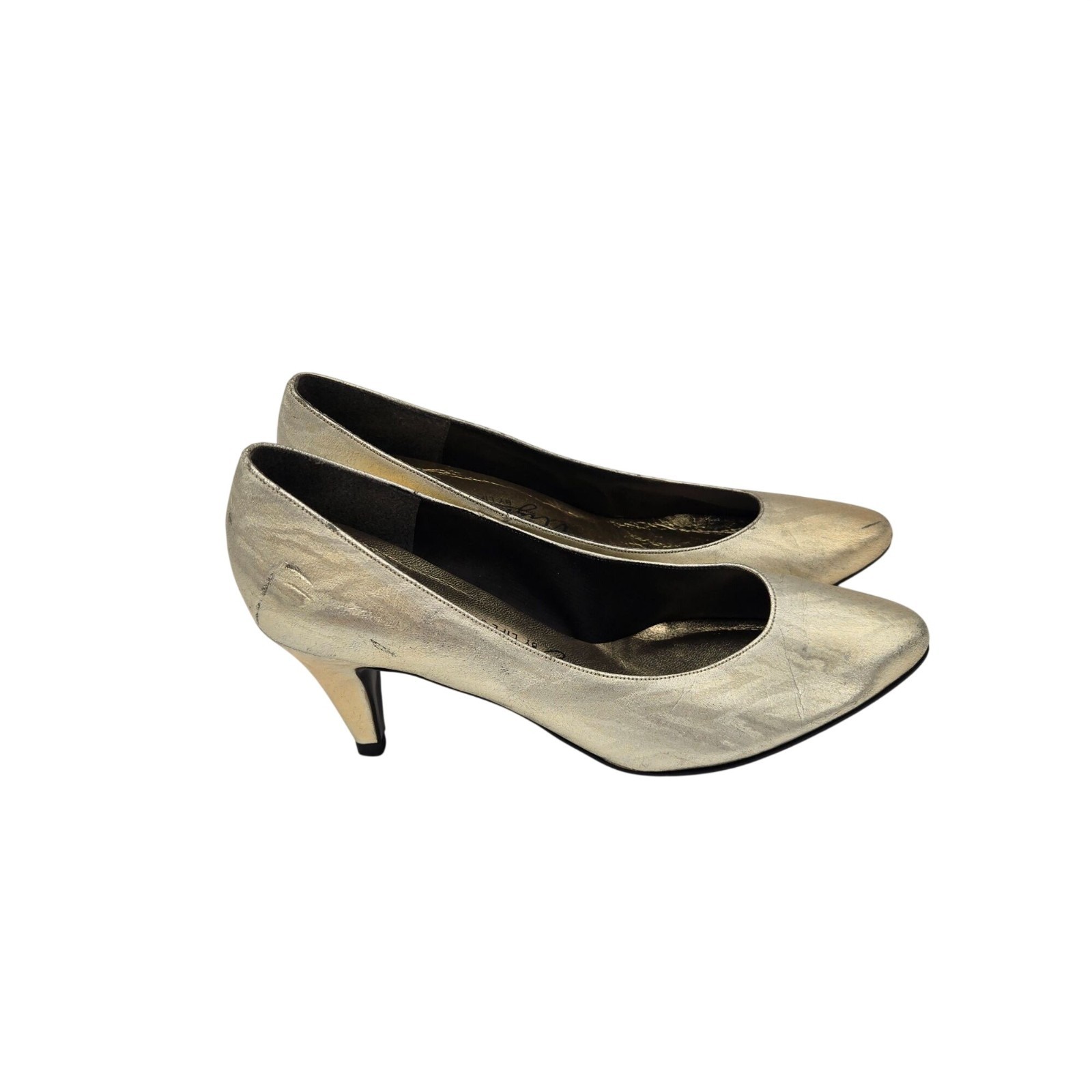 LifeStride NightLife Gold Pointy Toe Pumps Heels Size 8 Man-Made Material