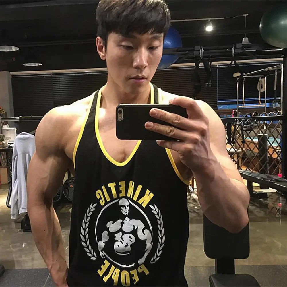 Men’s Gym Stringer Tank Top Cotton Sleeveless Bodybuilding Workout Vest