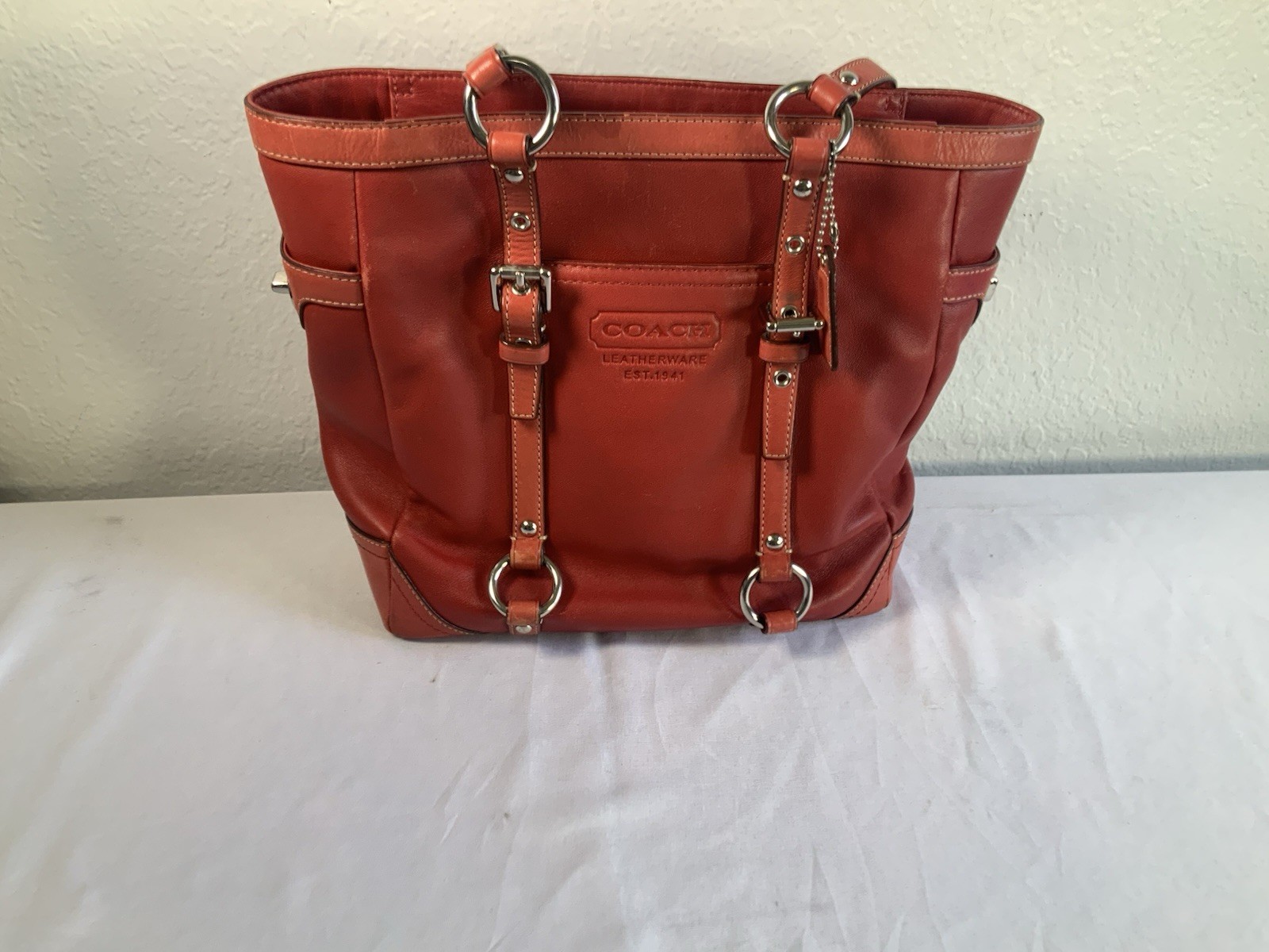 Coach Vintage 2008 Gallery Tote Bag Red Leather Shoulder Purse F11524 Y2K