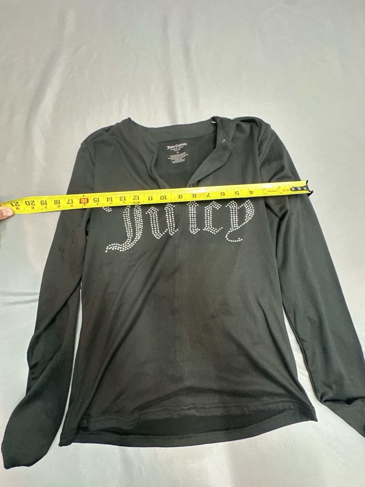 Juicy Couture Women’s Rhinestone Script Logo Long Sleeve Sleepwear Top