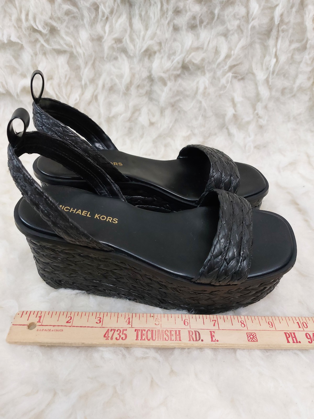MICHAEL Michael Kors Sandra Straw Platform Sandal 7M